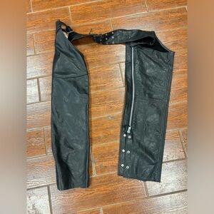 Walter Dyer Chaps Black Leather Riding Chopper Motorcycle Womens Pants Size L